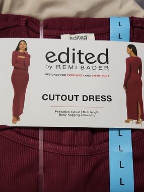 Ribbed Cutout Midi Dress in Burgundy